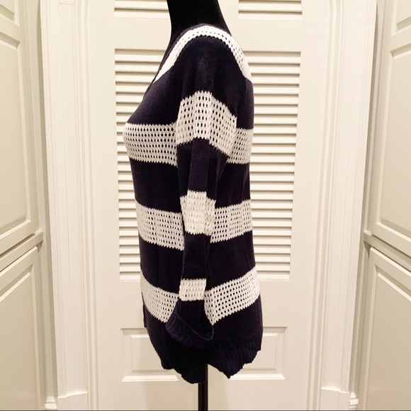 🏷️ New York & Co Preppy Navy White Sailor Button Sweater XS - Picture 4 of 8